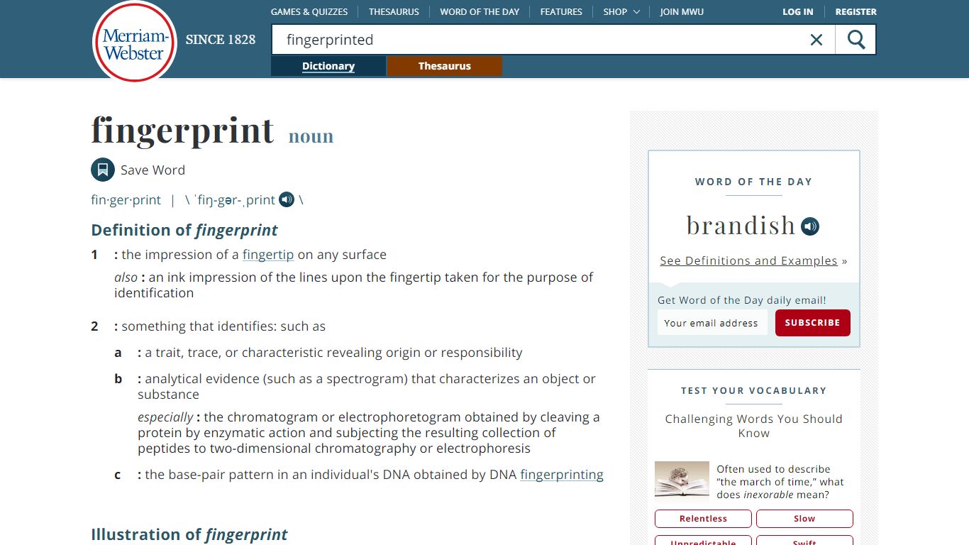 Fingerprinted Definition & Meaning - Merriam-Webster